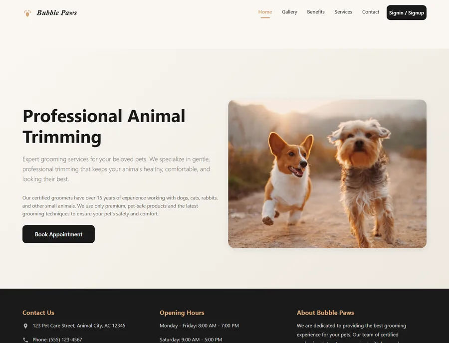 Bubble Paws responsive website preview